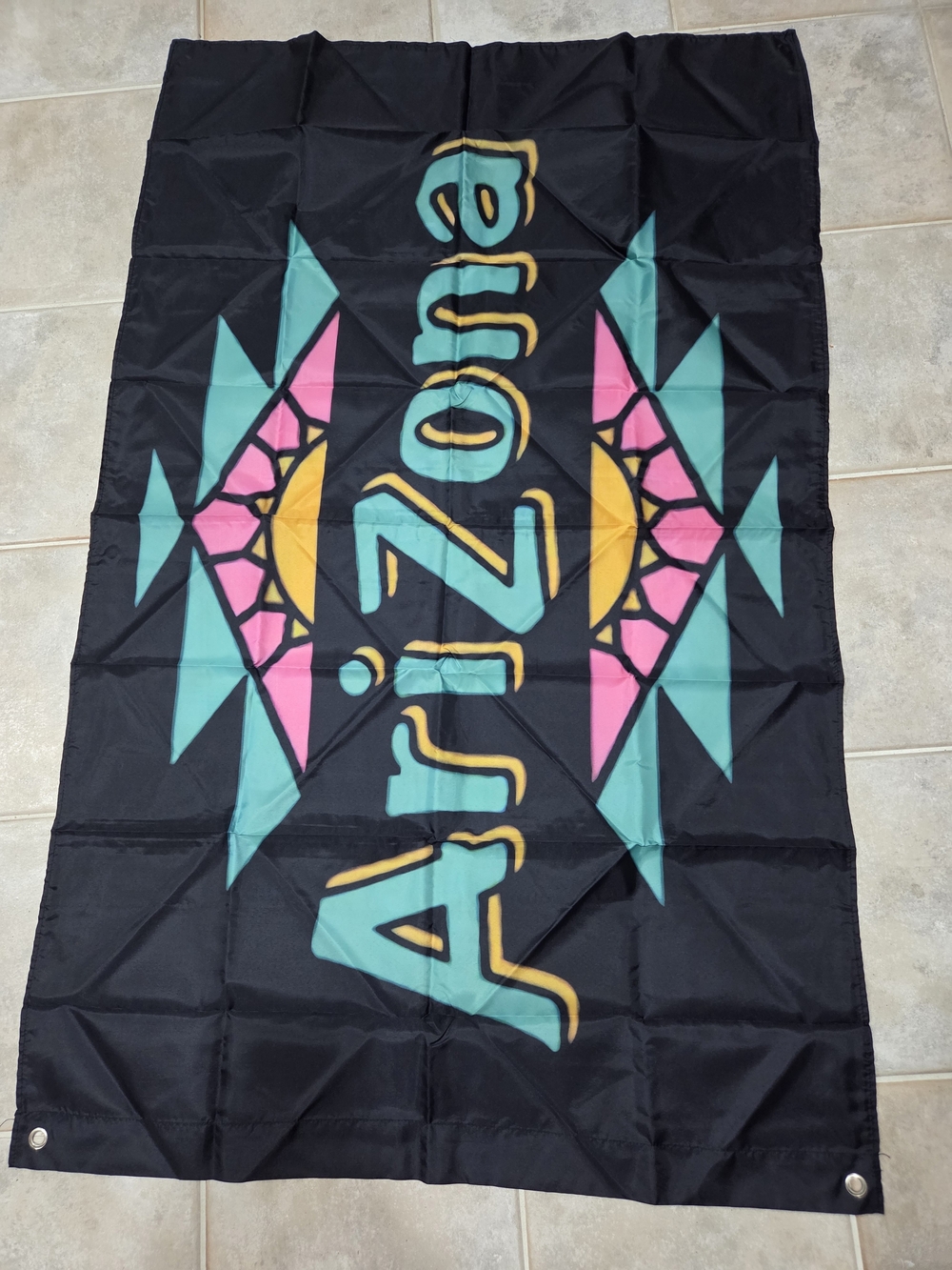 Arizona Black Flag with Teal Pink Accents